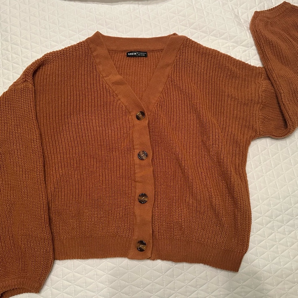 SHEIN Women's Tan Button-Up Cardigan